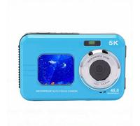Fabater Fotocamera Subacquea, Fotocamera Digitale Impermeabile 5K 48MP 11,5FT con Scheda da 32 GB, Messa a Fuoco Automatica, Doppio Schermo Selfie, Zoom 16X, Luce di Riempimento (BLUE)