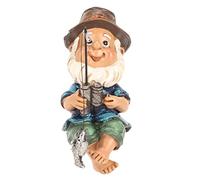 Fabater Garden Gnom Statue Hand -Cast Resistente alla Pesca Gnom Sitter per Terrazza, Raffinata Fattura