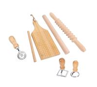 Fabater Kit di Strumenti per Fare la Pasta Set di Perni a Rulli Filettati in Legno Efficiente per la Casalinga, Pressa per Noodle da 7 Pezzi per Un'esperienza Culinaria Adatta Alla Famiglia