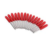 Fabater Lama per Taglio Vinile 45°, 15 Pezzi, Carburo di Tungsteno, per | Coltello per plotter con albero da 2 mm, offset 0,25 mm, per taglierini , protezione con cappuccio rosso