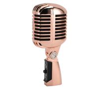 Fabater Microfono Dinamico Vintage, Microfono Unidirezionale Cardioide Stile retrò Ruotabile, per Trasmissione Dinamica XLR con Struttura in Metallo per Spettacoli (Oro rosa)