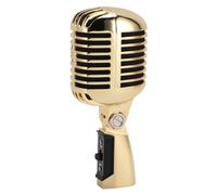Fabater Microfono Dinamico Vintage, Microfono Unidirezionale Cardioide Stile retrò Ruotabile, per Trasmissione Dinamica XLR con Struttura in Metallo per Spettacoli (GOLD)