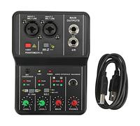Fabater Mixer, Console Mini SchedaUSB Portatile, 2con Scheda, Mixer DJ Compatti con Alimentazione 48V per PC e Registrazione Musicale, Streaming Live