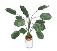 Fabater Pianta in Miniatura per Casa delle Bambole in Scala 1:12, Albero | Mini ornamento bonsai, bottiglia di vetro bianco, foglie verdi vivaci, arredamento per il soggiorno di una casa delle