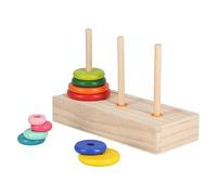 Fabater Puzzle Logico in Legno con 10 Anelli della Torre di Hanoi, Rompicapo Educativo per Bambini Dai 5 Anni in su, Classici Blocchi Colorati con Scatola Portaoggetti, Finitura Liscia e (Grande