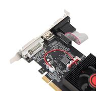 Fabater Scheda Grafica da Gioco a Basso Profilo DDR3 da 1 GB a 64 Bit, PCIe 2.0 16X per PC, con Interfaccia Multimediale HD, Porta VGA e DVI e Ventola di Raffreddamento Singola per Uso