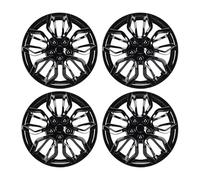 Fabater Set di 4 Coprimozzi 14 Pollici, Copricerchi per Ruote Automobilistiche in ABS, Copricerchioni Universali R14 Copriruote per Decorazioni Eleganti per Auto per la Maggior Parte delle (BLACK)