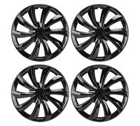 Fabater Set di 4 Coprimozzi 14 Pollici, Protezione Completa, Aspetto Elegante, Decorazioni per Auto in ABS, Coprimozzi, Copricerchi Universali R14, per la Maggior Parte delle Auto, Camion, (BLACK)