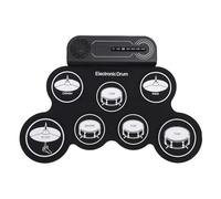 Fabater Set di Batteria Elettronica, Pad per Batteria Elettrica a 7 Pads, per Avvolgibile con Pedali e Bacchette, Altoparlante Integrato, Regali di Natale per Bambini