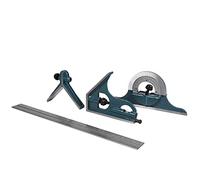 Fabater Set di Righelli Goniometro Quadrato Combinato con Cercatore Angolare Smussato Universale in Acciaio Inossidabile da 180 Gradi, Campo di Misurazione 0-180°, Scala Incisa Al, Precisione 5'