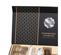 Fabater Set Posate In Acciaio Inossidabile 24 Pezzi Set Posate Lucide Per 6 Persone, Coltello Forchetta Cucchiaio Con Finitura A Specchio, Confezione Regalo Resistente Stoviglie Per Uso Domestico (#1)