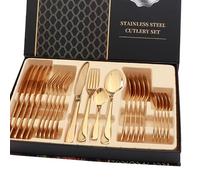 Fabater Set Posate In Acciaio Inossidabile 24 Pezzi Set Posate Lucide Per 6 Persone, Coltello Forchetta Cucchiaio Con Finitura A Specchio, Confezione Regalo Resistente Stoviglie Per Uso Domestico (#2)