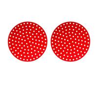 Fabater Tappetini Riutilizzabili per Friggitrice Ad Aria, Inserti Rotondi Antiaderenti in Silicone (9 Inch, 2 Pack), Senza BPA, Facili da Pulire, for Pasti Veloci (rosso)