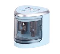 Fabater Temperamatite Elettrico Automatico, Temperamatite a 2 Fori a Batteria per Bambini, Matite da 6-8mm e 9-12mm, Materiale Scolastico Portatile con Coperchio di Sicurezza e Contenitore (BLUE)