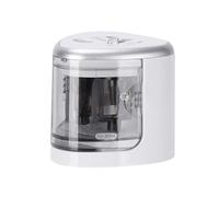Fabater Temperamatite Elettrico Automatico, Temperamatite a 2 Fori a Batteria per Bambini, Matite da 6-8mm e 9-12mm, Materiale Scolastico Portatile con Coperchio di Sicurezza e Contenitore (SILVER)