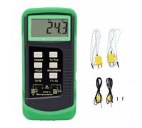 Fabater Termometro per Termocoppia, Termometro Digitale di Tipo K con 2 Sonde da 10 Cm e 2 Termocoppie di Tipo K, Tester per Termocoppie a Doppio Canale con Blocco Dati, MAX MIN AVG