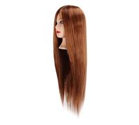 Fabater Testa di Manichino Parrucchiere Marrone Chiaro per Formazione Sullo Styling Intrecciato, Testa per Pratica di Capelli Sintetici Ad Alta Temperatura per Taglio, Treccia, Tintura, Studenti delle