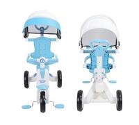 Fabater Triciclo per Bambini, Passeggino Triciclo per Bambini 2 in 1 con Maniglia di Spinta Poggiapiedi Rimovibile Tettuccio Regolabile, per da 18 Mesi a 5 Anni (BLUE)