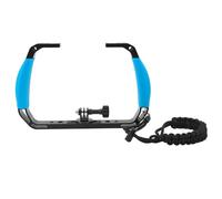 Fabater Vassoio per Attrezzatura Subacquea, 2 Slitte Fredde, Foro per | Impugnatura stabilizzatrice portatile, lega di alluminio, custodia in silicone, cinturino da polso, adatta per action cam,