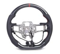 Fabater Volante Effetto Fibra di Carbonio Hydro Dip Adatto per EcoBoost GT 2018-2023, Aggiornamento Conveniente con Impugnatura in Pelle Traforata, Superficie Testurizzata Lucida, 1 Pezzo