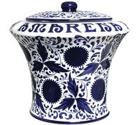 Fabbri Vaso in Ceramica Amarena con Coperchio e Mestolo, Blu e Bianco, 3 kg, 20 cm Altezza, 23 cm Diametro