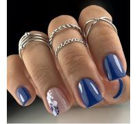 FabbyGlow 24 PCS adesivi per unghie glitterati blu, design alla moda per l'estate, ideali per feste, matrimoni e uso quotidiano, per creare punte delle dita scintillanti