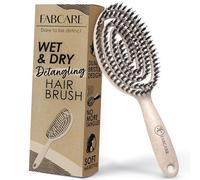 FABCARE Spazzola Capelli con Setole di Cinghiale e Doppia Molla a Spirale - Spazzola Districante Professionale per Tutti i Tipi di Capelli - Accessorio per Cura dei Capelli (Beige)