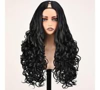 FABÉLLE V Part Half Wig Loose Curly Wave 22 Inch Parrucca Mezza Testa Donna Naturale Breve Upgrade U Part Wigs Glueless Full Head Clip In Half Wig Natural Black Color