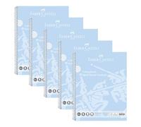 FABER-CASTELL 10213402 - Blocco college DIN A4 a quadretti, 5 blocchi da 80 fogli ciascuno, carta 90 g/m², blocco note azzurro cielo