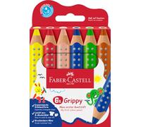 FABER-CASTELL 110630 - Set di matite colorate Grippy, 6 pastelli per bambini dai 2 anni, set di matite 3in1