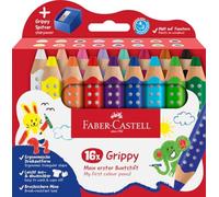 FABER-CASTELL 110645 Set Grippy, 16 Matitoni Colorati per Bambini Jumbo, Facilme