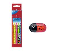 Faber-Castell 110994 - Matite colorate Jumbo Grip Neon con confezione da 5 (1, scatola con coleottero)