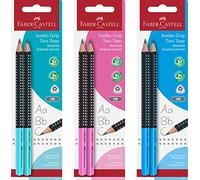 Faber-Castell 111993 - Matita Jumbo Grip Two Tone, durezza HB, bicolore, colori assortiti (non è possibile scegliere), 2 pezzi in blister