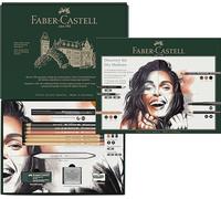 Faber-Castell Discovery Set Dry Art, set da 17 pezzi, regalo, forniture per artisti, matite colorate, matite pastello, carbone, grafite, penne fineliner, gomme, set completo per artisti per casa
