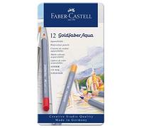 Faber-Castell 114612 - Matite acquerellabili Goldfaber, astuccio in metallo da 12 pezzi