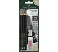 Faber-Castell 115298 - Bleistifte Set Pitt Graphite Matt, 5-teilig, inkl. Spitzer und Radiergummi