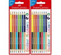Faber-Castell 116197 - Set di matite colorate bicolori, 8 matite con 16 colori (Confezione da 2)