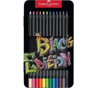 Faber-Castell 116413 Black Edition 12 Matite Colorate, Astuccio in Metallo, Resistenti alla Rottura e Impugnatura Ergonomica, Valigetta Colori per Colorare su Carta Chiara e Scura