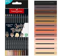 Faber-Castell 116414 Black Edition Set di 12 Matite Colorate Skin Tones, Resistenti alla Rottura e Impugnatura Ergonomica, Valigetta Colori per Colorare su Carta Chiara e Scura