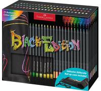 FABER-CASTELL 116418 - Set di matite colorate con rotolo, 72 matite colorate Black Edition, inclusi colori metallizzati e neon