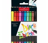 Faber-Castell 116451 - Viltstiftenset Black Edition 10-delig, met penseelpunt, v