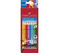 FABER-CASTELL 116613 - Set di matite colorate Colour Grip, cancellabili, 10 pezzi in astuccio di cartone