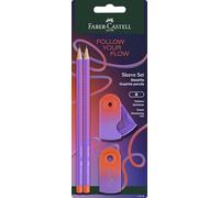 Faber-Castell 117019 - Set da scrittura Flow Edition con matite, gomma e temperino, Punchy Melon
