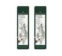 Faber-Castell, 117805, 5 matite acquerellabili Graphite Aquarelle, durezza HB, 2B, 4B, 6B, 8B, con gomma per impasto