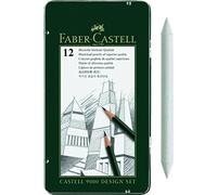Faber-Castell 119065 - Matite Castell 9000, set da 12 pezzi, contenuto 8B - 2H (set da 12 + Estompe)