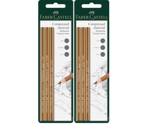 Faber-Castell 119999 - Matita di carbone Pitt, 3 pezzi (Confezione da 2)