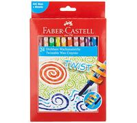 FABER-CASTELL 120004 - Pastelli a cera, girevoli, 24 pastelli a cera per bambini e adulti