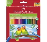 FABER-CASTELL - 120524 - Matite colorate Eco - triangolari - diametro mina 3 mm - con temperino - colori assortiti - Faber Castell - astuccio 24 pezzi - 76612 - Conf. da 1 Pz. - 120524
