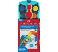 Faber-Castell 125003 - Scatola di vernice CONNECTOR con 12 colori, incluso bianco opaco, scomparto per pennello e campo per il nome, turchese, 1 pz.