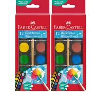 Faber-Castell 125017 - Scatola di colori ad acquerello 12 colori, pennelli inclusi, scatola di colori per la scuola e il tempo libero (Confezione da 2)